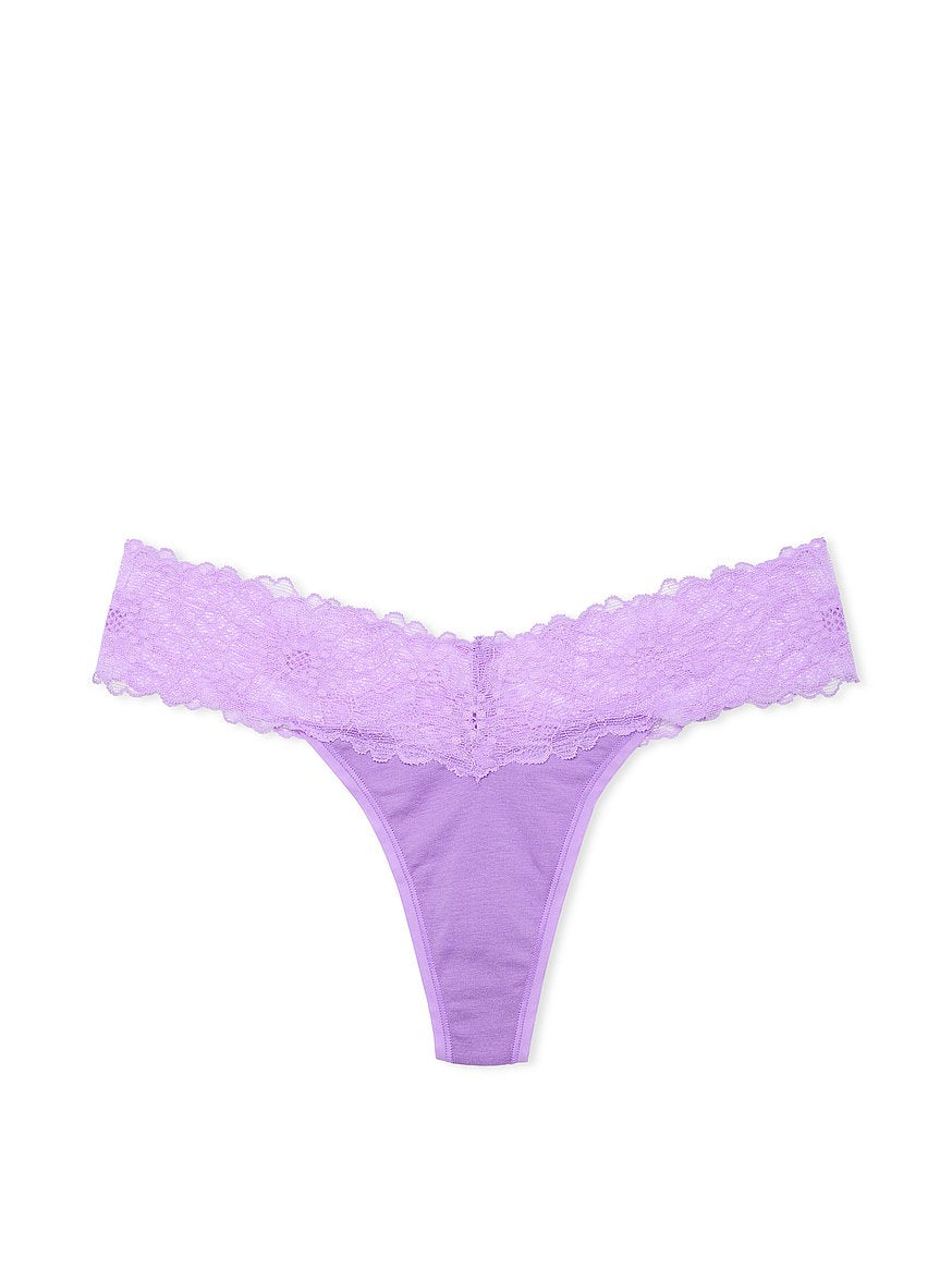 VICTORIA SECRET - Lace-Waist Cotton Thong Panty- Tanta