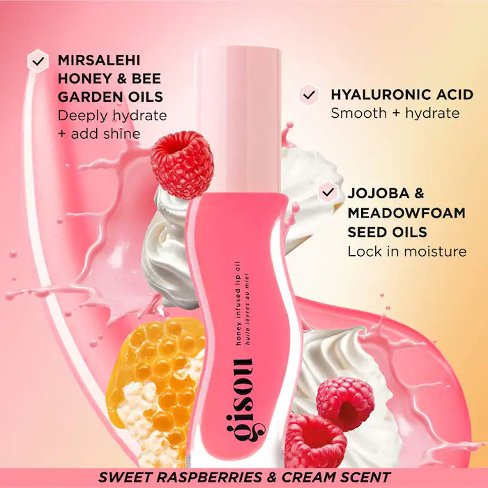 Gisou Honey Infused Hydrating Lip Oil - Raspberry Swirl