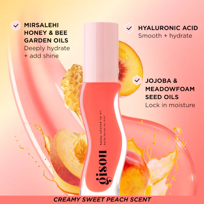 Gisou Honey Infused Hydrating Lip Oil - Bee-llini Peach