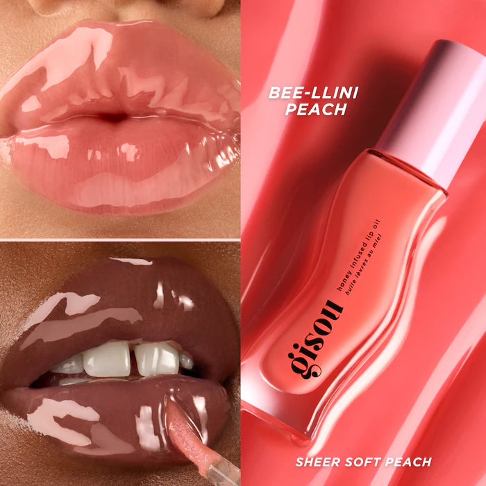 Gisou Honey Infused Hydrating Lip Oil - Bee-llini Peach